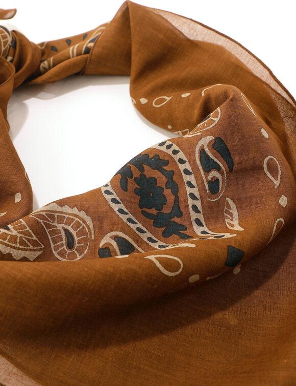 Sjaal met bandana-print, sjaal van katoen (hazelnootbruin)