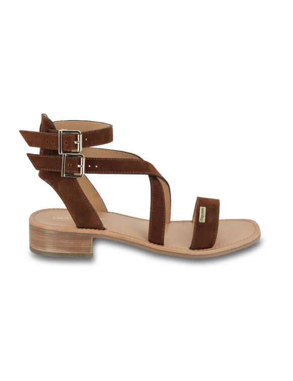 Leren sandalen met hak, Hocean (karamel)
