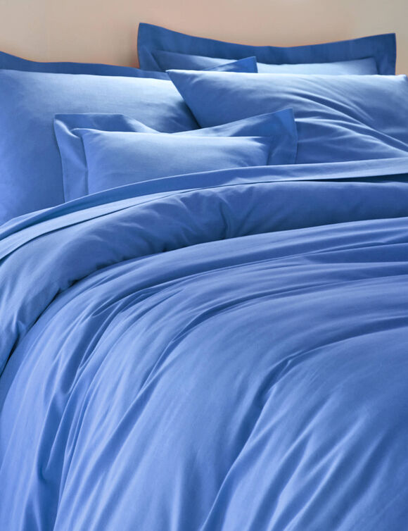 Effen bedlinnen in katoen (oceaanblauw)