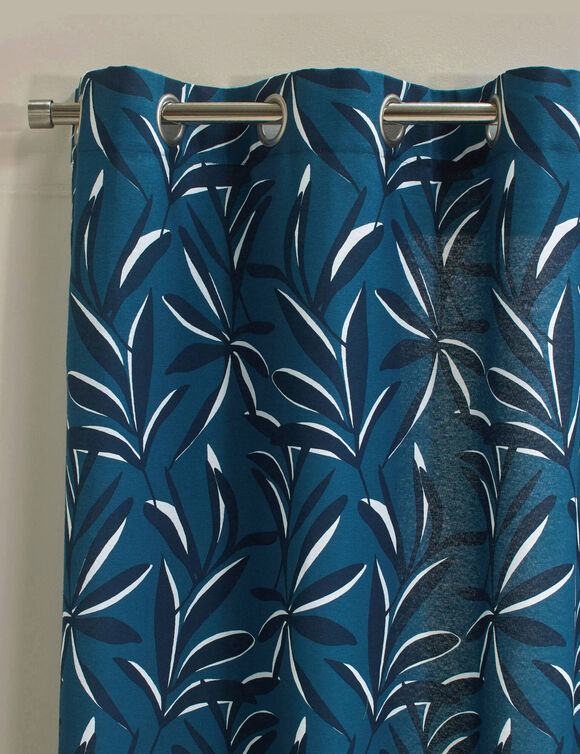 Rideau imprimé feuillage (blauw)