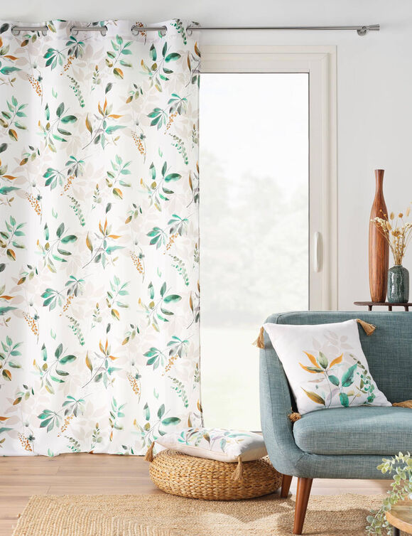 Gordijn met oogringen, bloemenprint (veelkleurig)