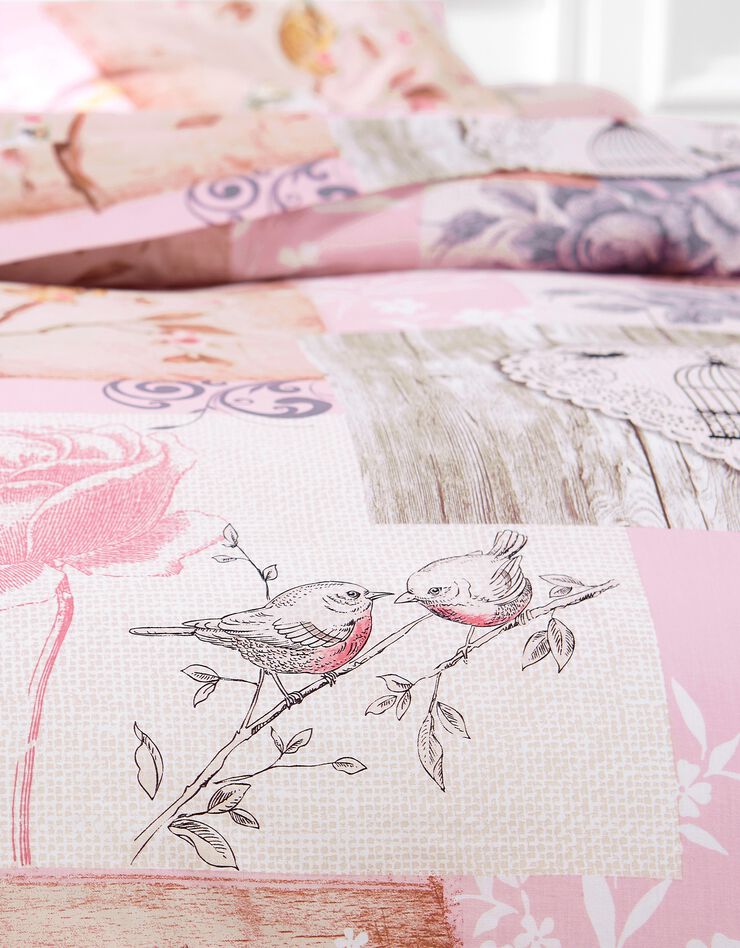 Linge de lit Agathe imprimé - flanelle (rose)