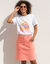 Bedrukt T-shirt, loose volume (wit / perzik)