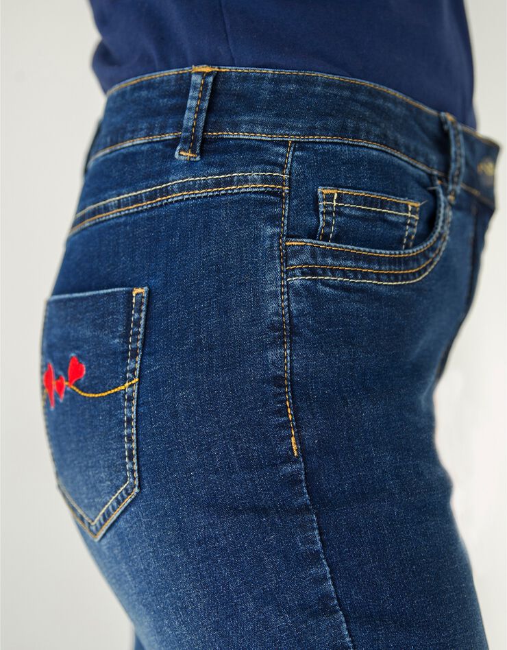 Rechte jeans met 'hart' borduursel, stone, hi-res image number 4