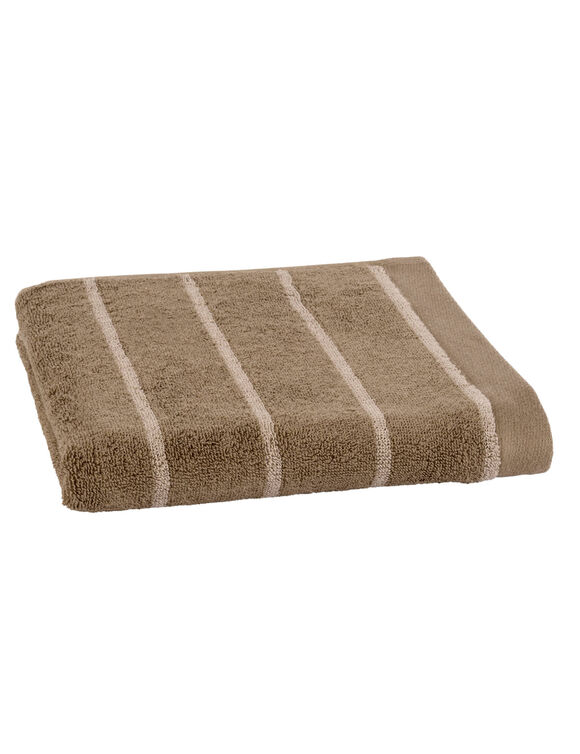 Serviette éponge coton rayée 500 g/m² (taupe / blanc)