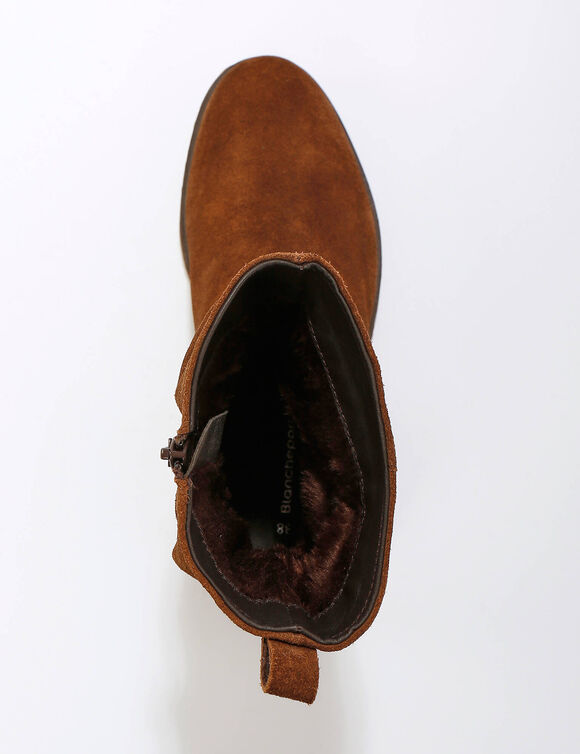 Bottes fourrées en cuir plissé  (chocolat)