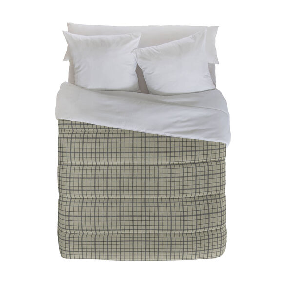 Couette microfibre imprimé carreaux 200 g/m² (beige / taupe)