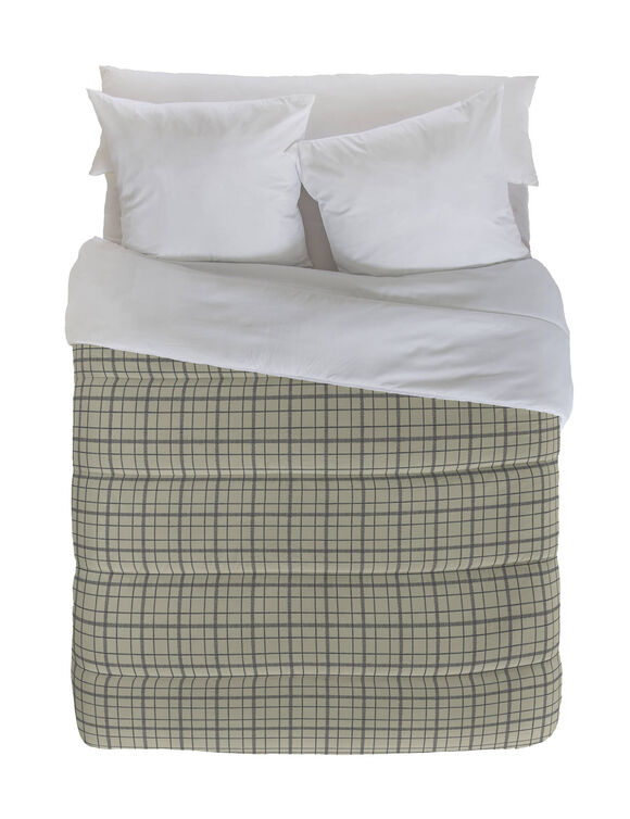 Couette microfibre imprimé carreaux 200 g/m² (beige / taupe)