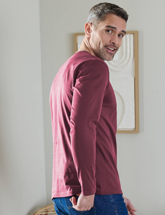 T-shirt col rond manches longues - lot de 3 (bordeaux + marine + bleu)