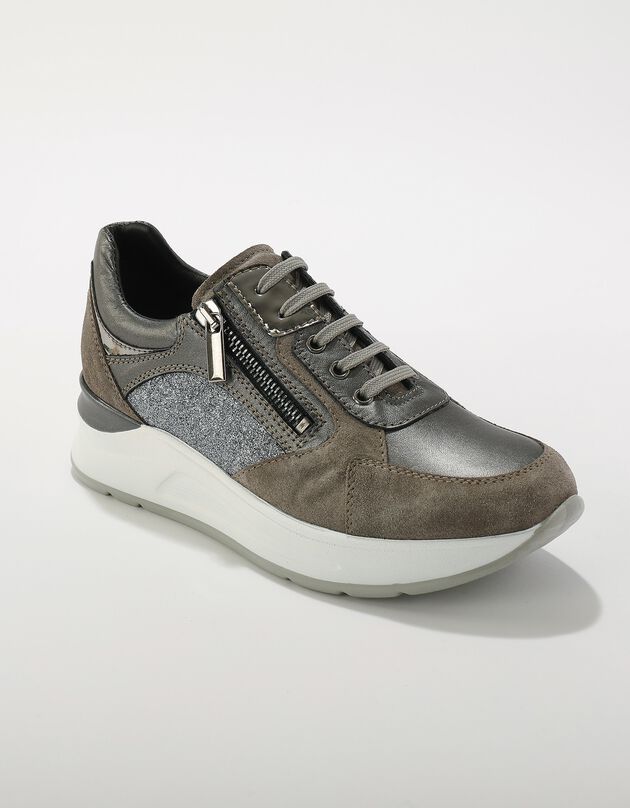 Sneakers compensées en cuir  (gris)