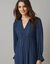 Lange bohemian jurk, crepon en glansdraad (marine)