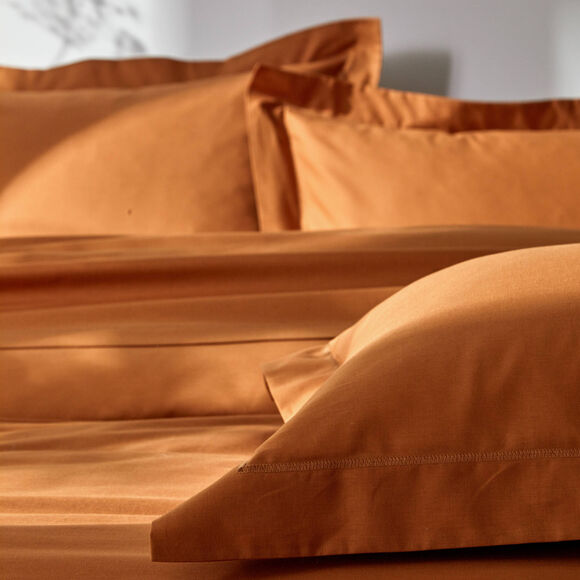 Linge de lit uni polyester-coton Colombine (châtaigne)