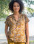 Blouse col tunisien imprim&eacute;e en double gaze de coton (bronze)