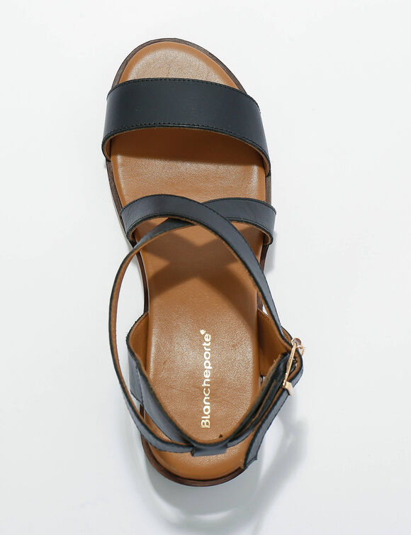 Sandales &agrave; brides crois&eacute;es en cuir  (noir)