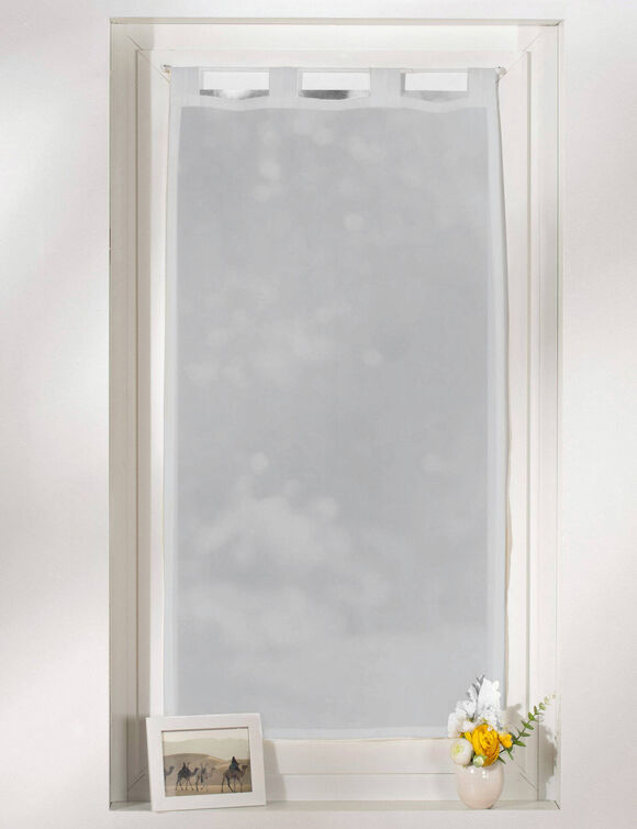 Glasgordijn in voile met lussen (grijs)