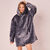 Plaid-sweat polaire à capuche doublé sherpa (gris)