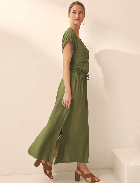 Robe saharienne unie boutonn&eacute;e (kaki)