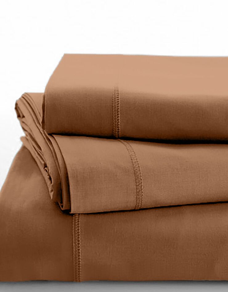 Linge de lit uni coton (caramel)