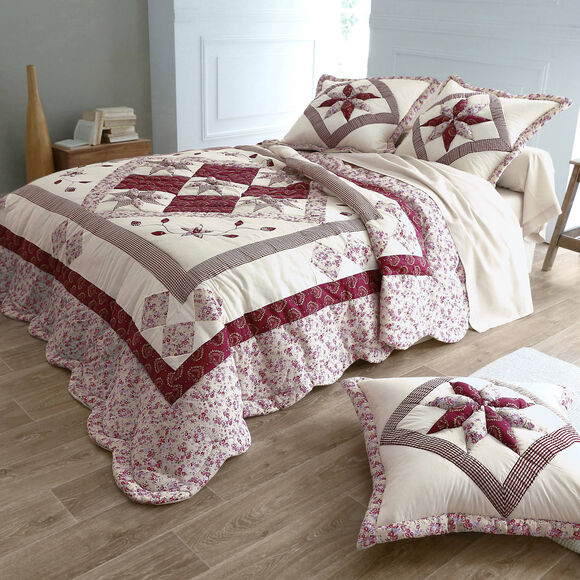 Bedsprei met patchwork (bordeaux)