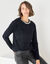Pull maille poilue d&eacute;collet&eacute; strass (noir)