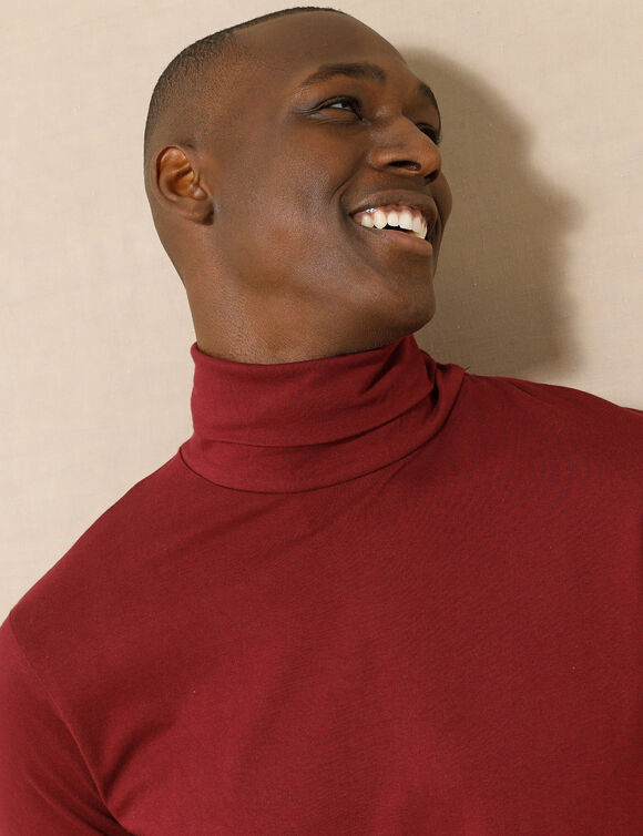 T-shirt col roul&eacute; manches longues (bordeaux)