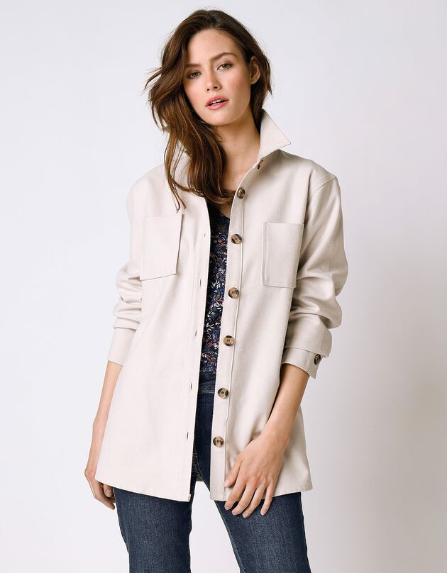 Veste surchemise boutonnée (beige)