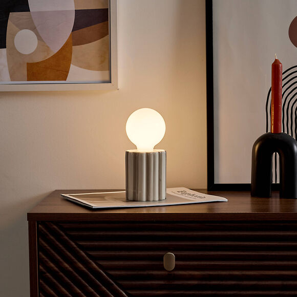 Lampe LED à poser, céramique (taupe / blanc)