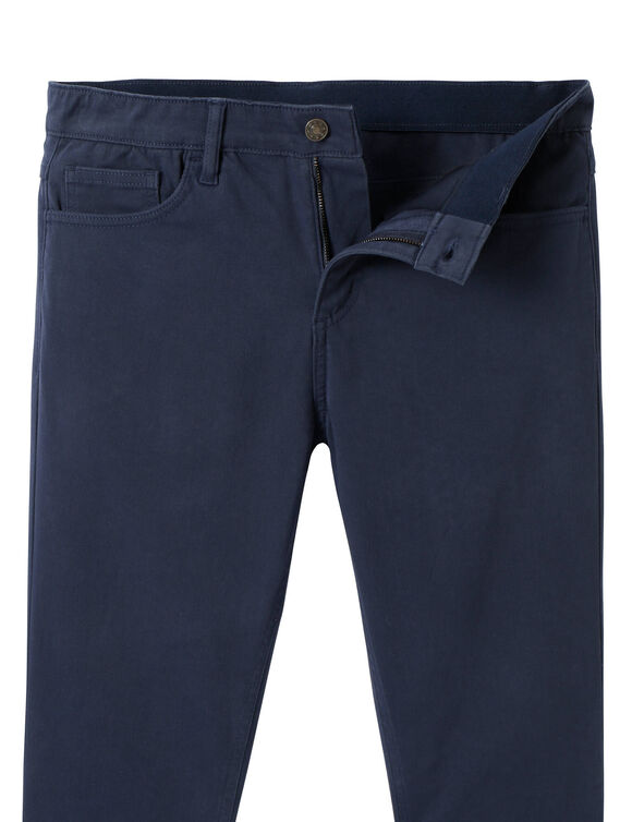 Pantalon droit 5 poches ceinture &eacute;lastiqu&eacute;e invisible - L32 (marine)