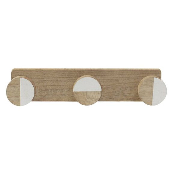 Patère en bois, 3 têtes (blanc/naturel)