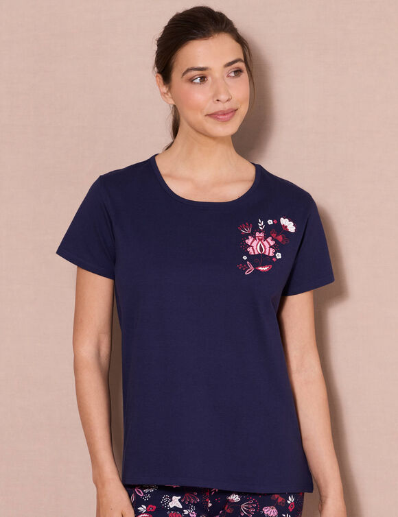 Pyjamashirt met korte mouwen (marine)