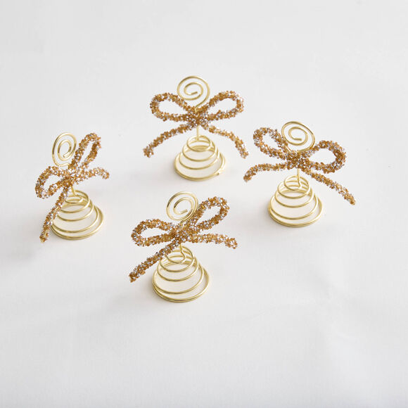 Naamkaartjes in de vorm van een strik &ndash; set van 4 (goudkleurig)