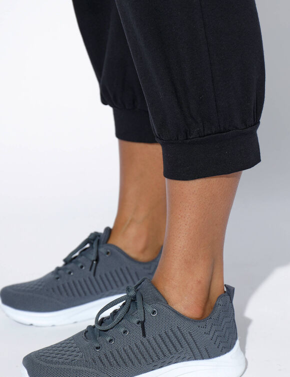 Bloezende 3/4-broek in tricot (zwart / chiné grijs)