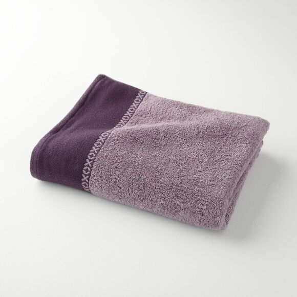 Collection serviettes de bain 420 gr/m&sup2; liteau tiss&eacute; fantaisie (lavande)