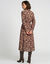 Lange jurk in overhemdstijl bedrukt, lange mouwen (kaki / violine)