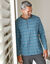 Pyjama ray&eacute; col tunisien (anthracite / bleu canard)