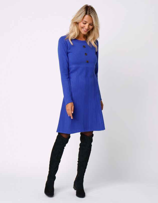 Trui-jurk met knoopsluiting (felblauw)