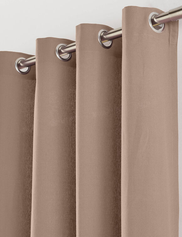 Rideau bachette uni tamisant oeillets (taupe)