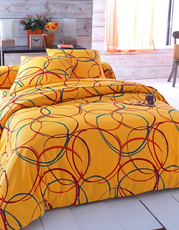 Linge de lit Noémie polycoton imprimé cercles (épice)