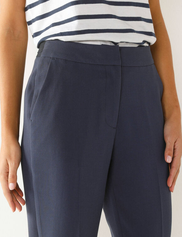Pantalon 7/8ème coupe cigarette, uni (marine)