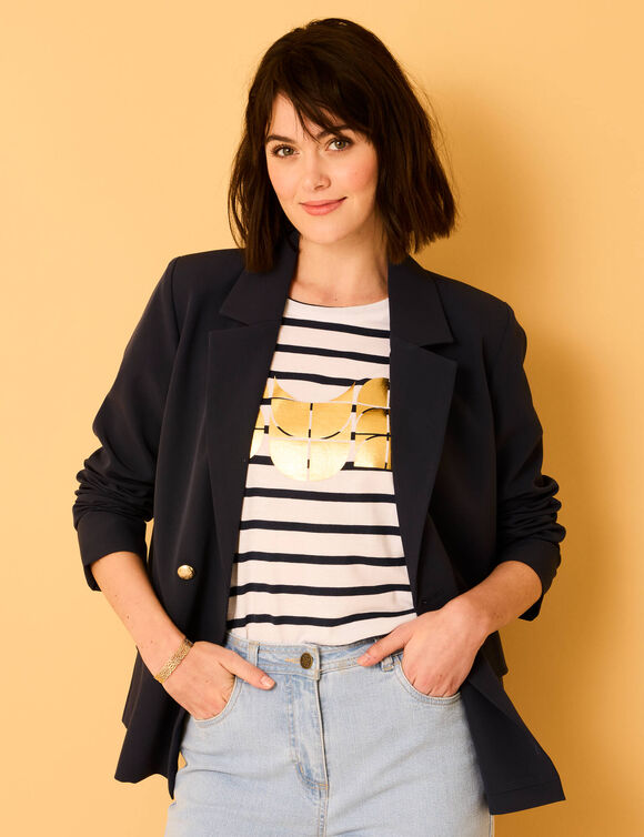 Veste blazer, boutonnage croisé (marine)