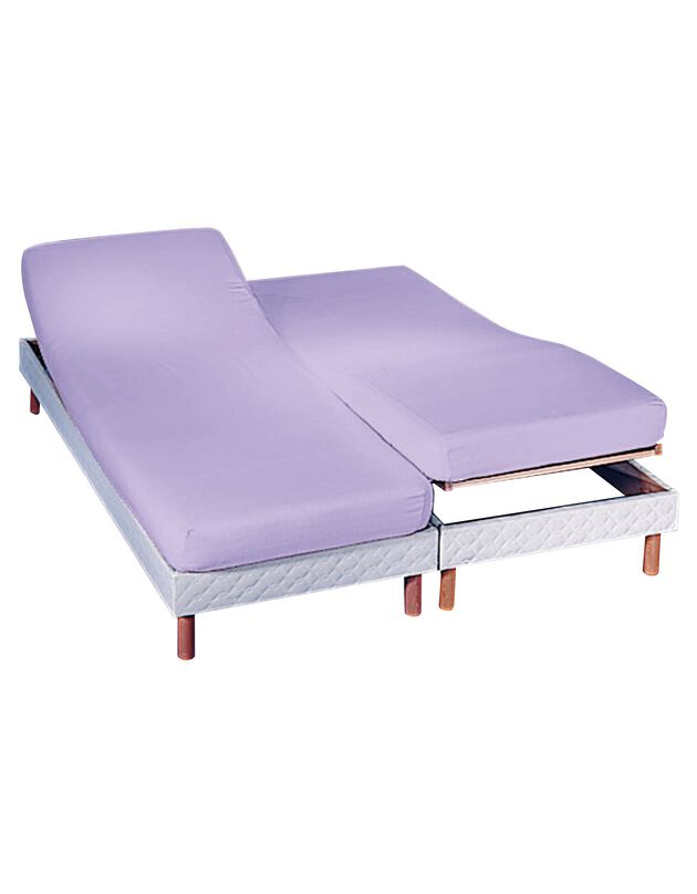 Drap-housse uni sommier articulé flanelle bonnets 26 cm (lavande)