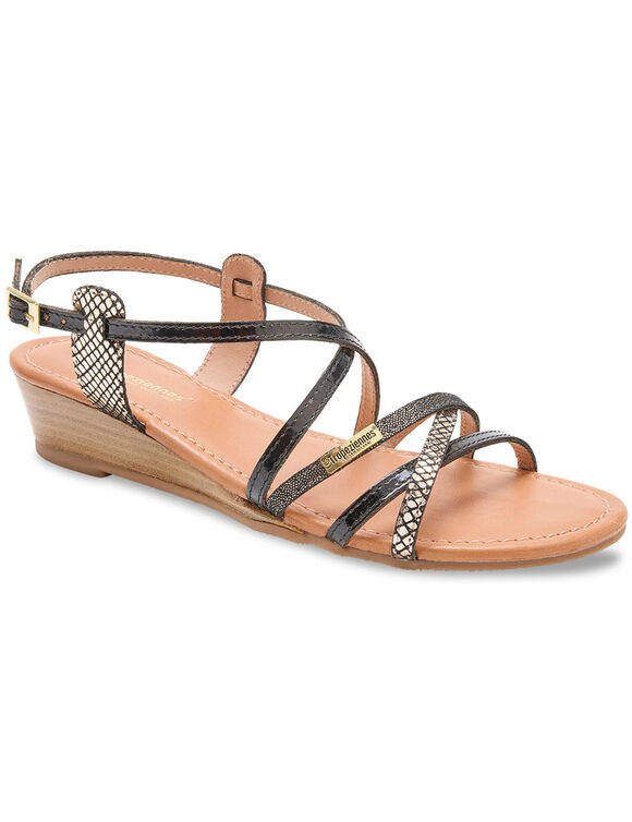 Leren sandalen met sleehak, Haro (zwart)