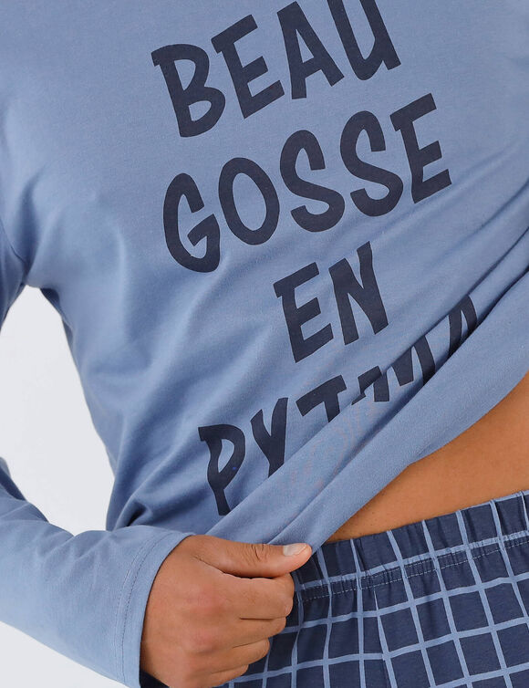 Pyjama col rond à message (bleu / marine)