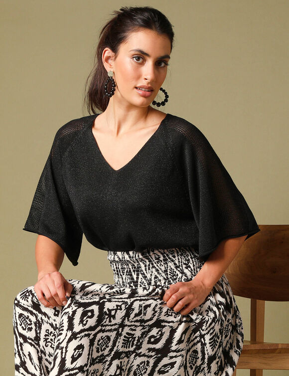 Pull loose maille brillante (noir)