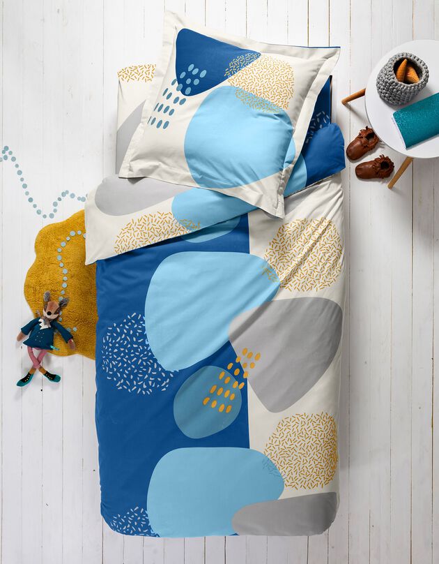 Bedlinnen voor kinderen Oscar - katoen met grafische print (blauw) Bedlinnen voor kinderen Oscar - katoen met grafische print (blauw)