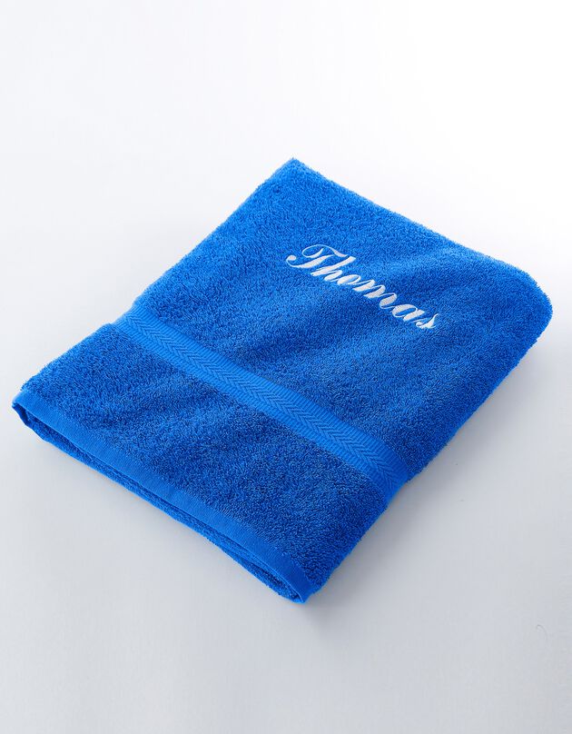 Effen handdoek, zacht comfort, personaliseerbaar (felblauw)