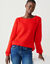 Trui met boothals en pofmouwen, in Engelse breisteek (rood)