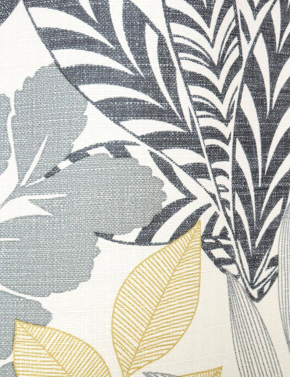 Rideau &agrave; &oelig;illets, imprim&eacute; feuillage bicolore (gris / anis)