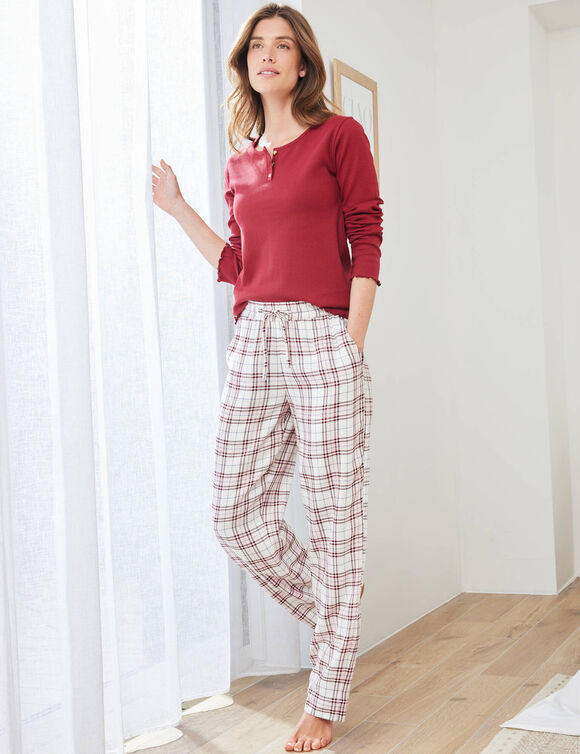 Tee-shirt pyjama manches longues (bordeaux)