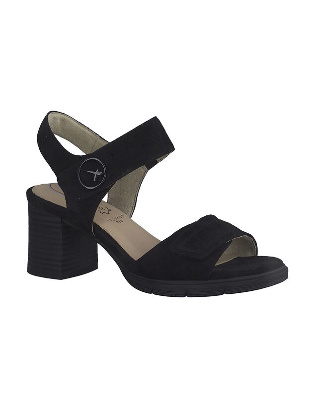 Sandalen met scratchriempje en hak (zwart)